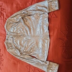 Whistles Metallic Sequin Top